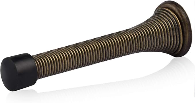 HOMOTEK 40 Pack Spring Door Stopper with Rubber Bumper 3-1/8" Flexible Spring Heavy Duty Wall Door Stop Low Mounted Door Bumper for Home (Antique Brass)