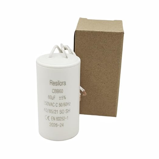 60UF MFD CBB60 Motor Run Capacitor 250VAC Volts Round Cylinder 2 Wires - Image 4