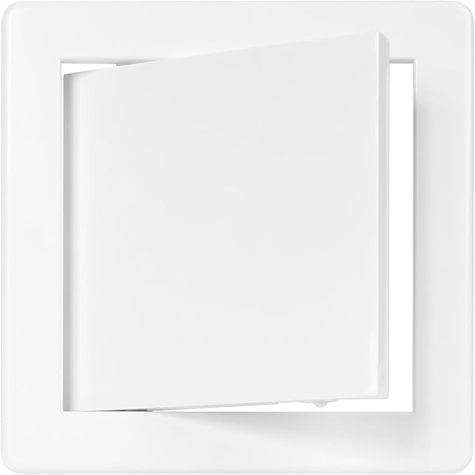 Vent Systems White ABS Plastic Access Panel 6 x 6 Inch (Opening) - Access Door for Drywall, Wall, Ceiling - Electrical, Plumbing Service Wall Hole Cover - Inspection Door - 6.6 x 6.6 Inch (Outer)
