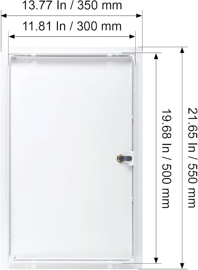 12" x 20" Lockable White Metal Access Panel. Service Shaft Door Panel with Key. Plumbing, Electricity, Heating, Alarm Wall Access Panel for Drywall. Bathroom Services Access Hole Cover.