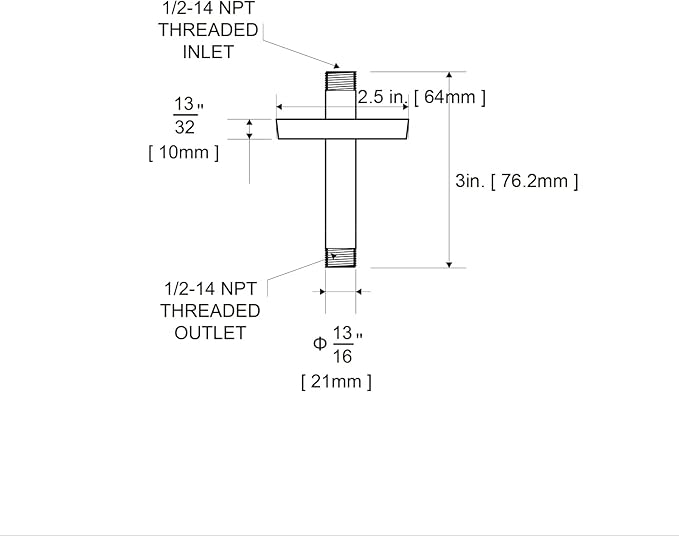 OFFO Shower Arm with Flange, 3 in Oil Rubbed Bronze Ceiling Mount Replacement Rain Shower Head Straight Arm Ceiling-Mounted For Fixed Shower Head & High Pressure Rain