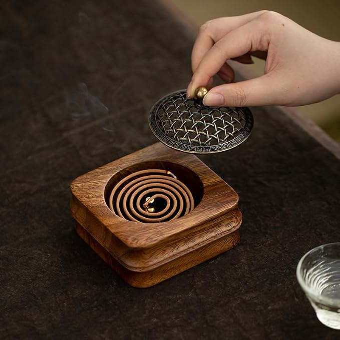 Bamboo Node Walnut Wood Incense Burner Holder - Image 9