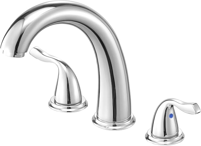 VEVOR Roman Tub Faucet, 3 Hole Waterfall Bathtub Faucet, Bath Tubs Faucets Set with 2 Handles, Deck Mount Bath Tub Faucets Set for Pet Washing, Adult Bathing, Chrome, High Arc Spout