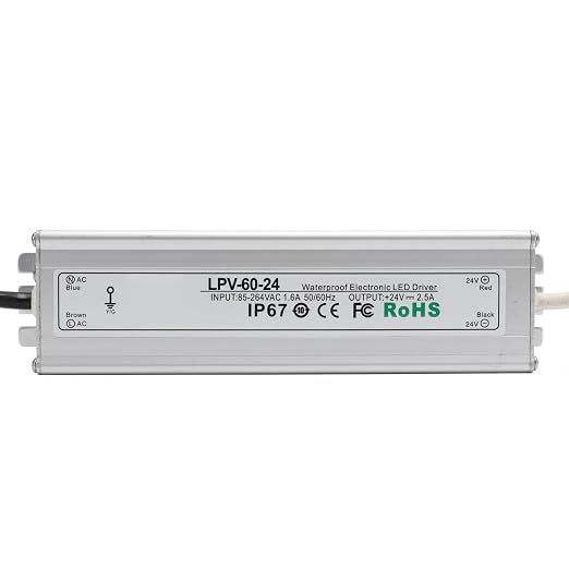 LPV LED Driver IP67 LED Power Supply Transformer, 24V DC Output, 85–264V AC - Image 6