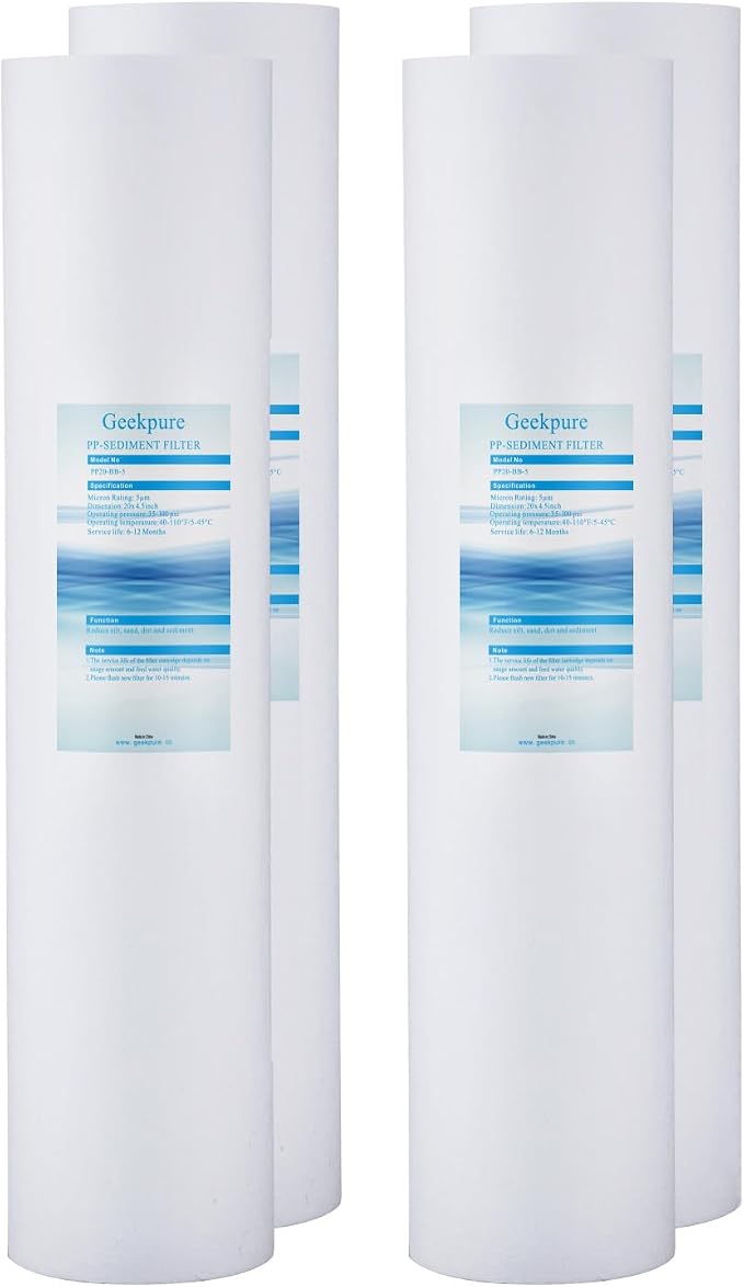Geekpure 20-Inch Whole House Polypropylene PP Sediment Replacement Filters-4.5" by Geekpure