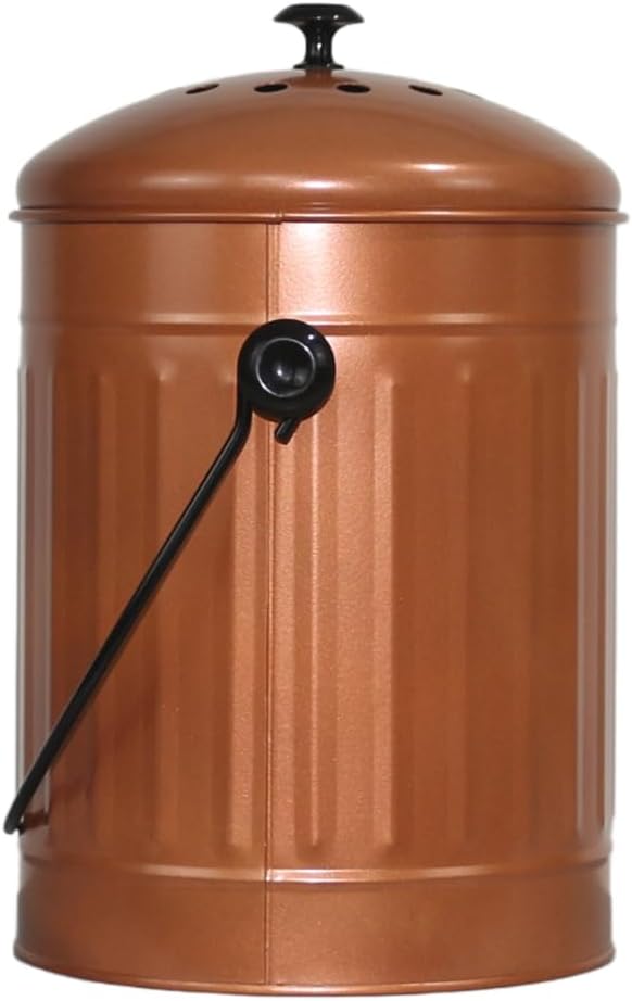 Markson Compost Bin with Airflow Lid and Charcoal Filter 1.5 Gallon Metal Copper by MARKSON