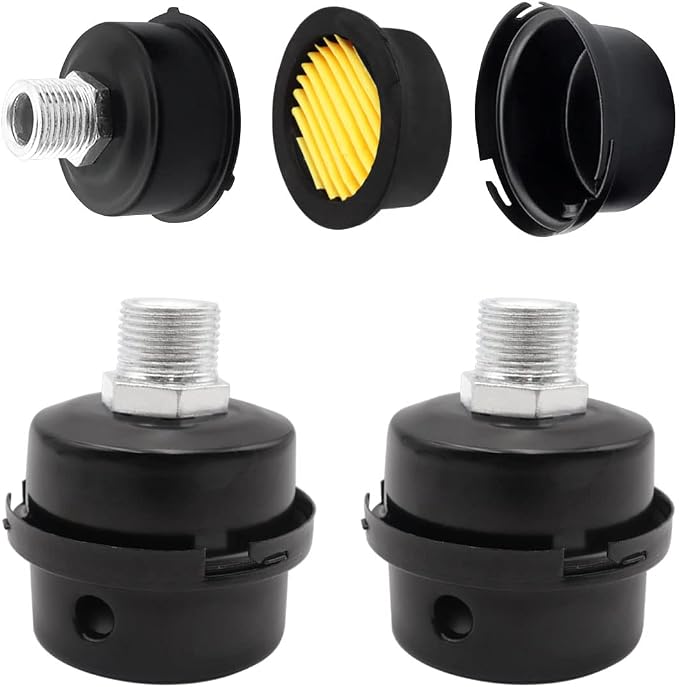 3PCS 1/2" Thread Air Compressor Silencer, 20mm Air Compressor Intake Filter by Seamaka