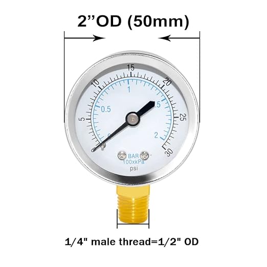 Joywayus Pressure Gauge 0 to 30 PSI Brass 1/4" Male NPT Thread Lower Mount - Image 2