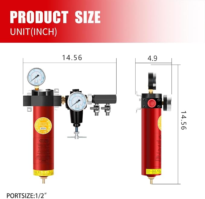 NANPU Z-R Air Filter Regulator– Sintered Filter, 1/2" NPT Inlet, 1/4" NPT - Image 3