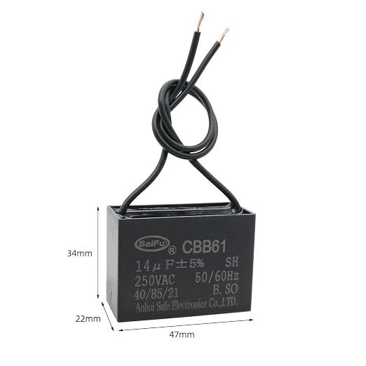 CBB61 Capacitor 14uf 250V AC Ceiling Fan 2 Wire 50/60Hz - Image 2