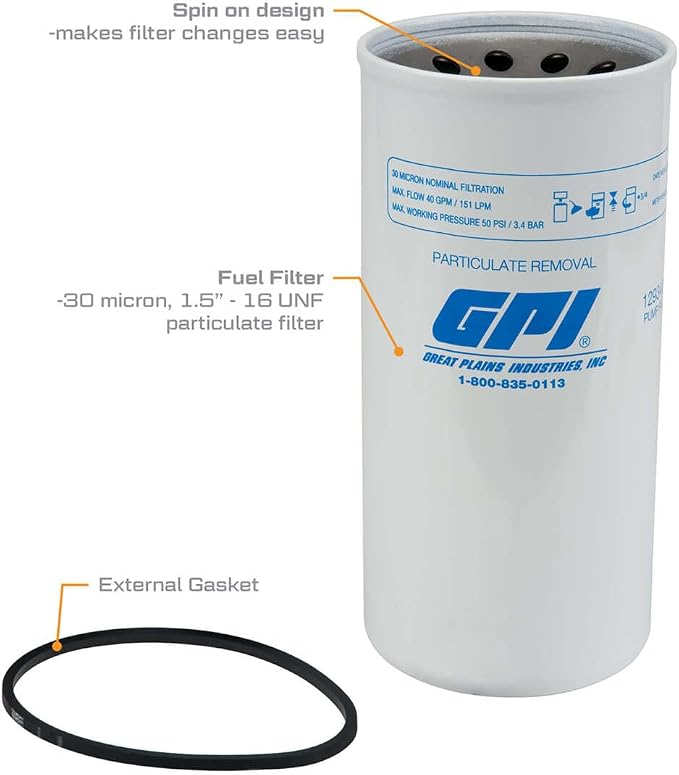GPI P-40-30-1.5 Particulate Fuel Filter, 40 GPM, 30 Micron, 1.5-16 UNF Thread - Image 2
