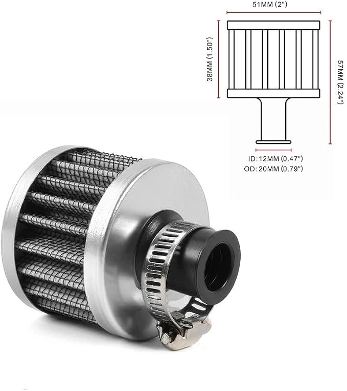 MUGE RACING 2Pcs Air Filter Cold Air Intake Filter Breather 12mm Valve Cover - Image 6