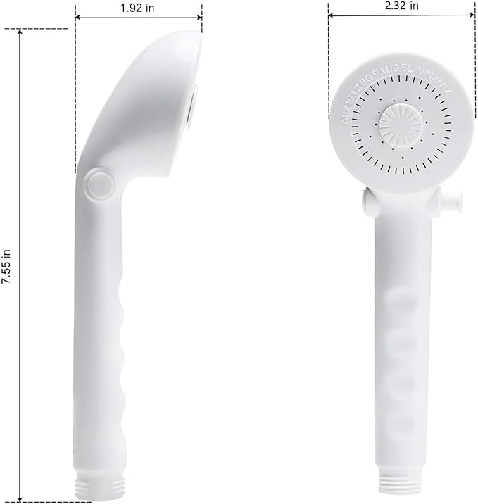 RV Shower Replacement Shower Head with Hose & Guide Ring & Shower Holder Non-Metallic Hand-Held Shower Set White/Black (White Showers)