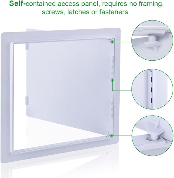 Plumbing Access Panel for Drywall 10 x 10 Inch Plastic Access Door Removable Wall Access Panel Ceiling Reinforced Hinged Durable White