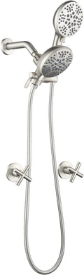 2 Handles Shower Faucet Shower System Complete 2 in 1 Shower Combo Set with Handheld Showerhead Shower Trim Kit Wall Mounted Shower Fixtures Brushed Nickel