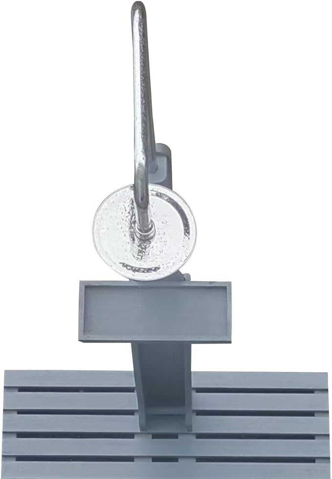 Outdoor Garden Pool Shower with Wooden Platform Base - Freestanding Poolside Shower Station with Adjustable Water Pressure Control, Solid Wood Chassis Board, 86.61" Tall, Gray