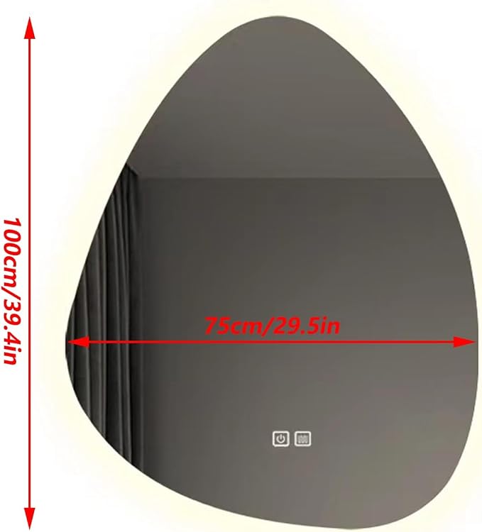 Irregular Bathroom Mirror with LED Lights, Wall Mounted Mirror with Touch - Image 7