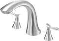 VEVOR Roman Tub Faucet, 3 Hole Waterfall Bathtub Faucet, Gooseneck Bath Tubs Faucets Set with 2 Handles, Deck Mount Bath Tub Faucets Set for Pet Washing, Adult Bathing, Brushed Nickel
