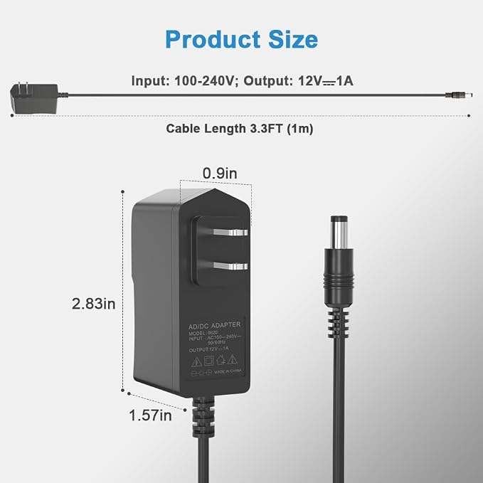 DC/AC 12V 1A Power Supply Charger, Universal 12W Switching Power Supply Adapter - Image 7