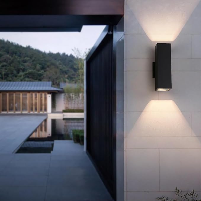 Cerdeco Aluminum Modern Outdoor Wall Light, Exterior Outdoor Wall Sconce Up Down Light Fixtures Matte Black [UL Listed]