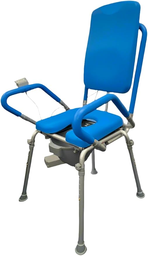 Platinum Health GentleBoost Uplift Raised Toilet Seat with Handles, Padded Bedside Commode Chair for Toilet (Blue) (330lb. Capacity)