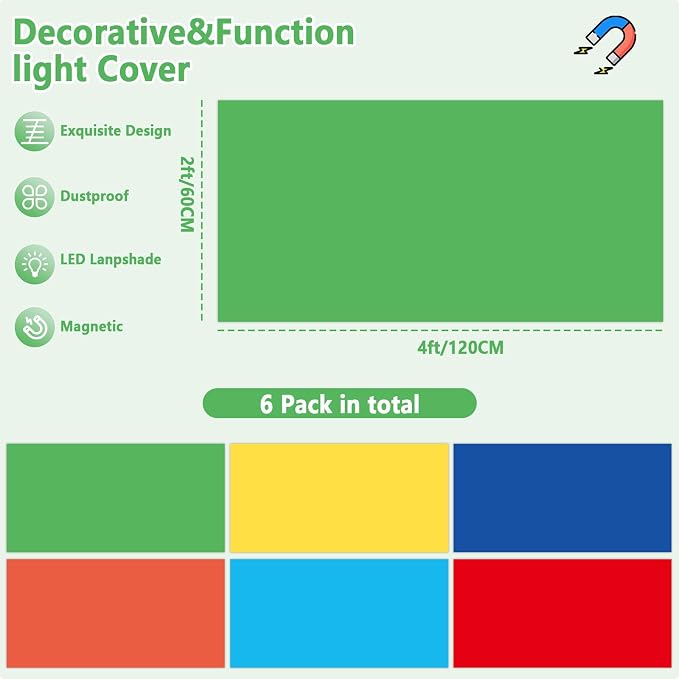 QOUBAI 6 Pcs Fluorescent Light Covers - Image 2