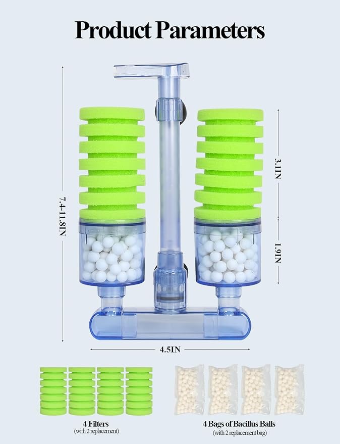 UPETTOOLS Aquarium Biochemical Sponge Filter（M）, Ultra Quite Aquarium Air Pump - Image 6