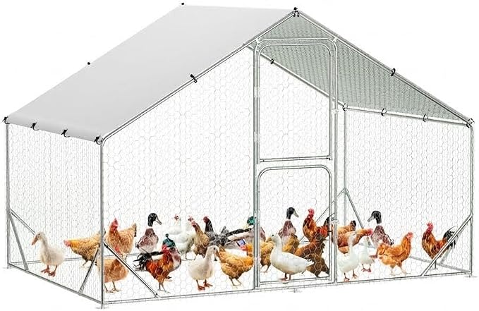 9.8X6.5x6.5FT, Large Walk in Chicken Run Pen Cage, Metal Coop Clearance by Unknown