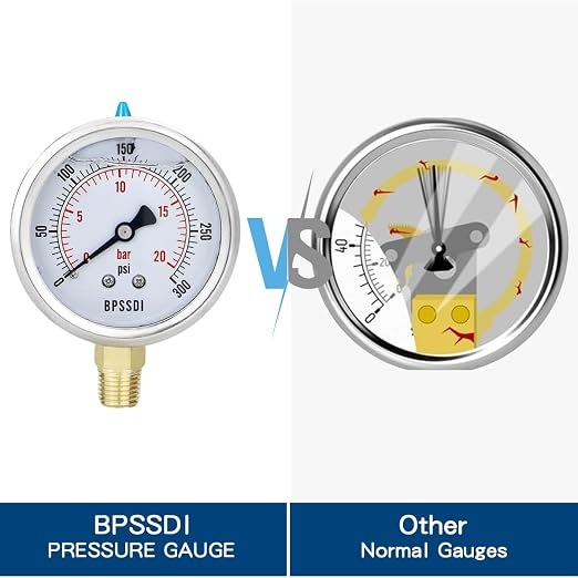 0-300 Psi Glycerin Liquid Filled Pressure Gauge, 2.5" Dial Size, 1/4" NPT Lower - Image 3