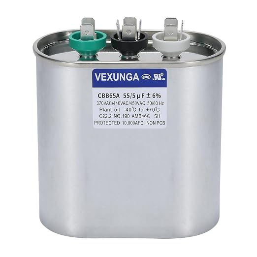 VEXUNGA 55/5 uF 55+5 MFD 370V 440V 450V Oval Dual Run Start AC Capacitor 55 5 by VEXUNGA
