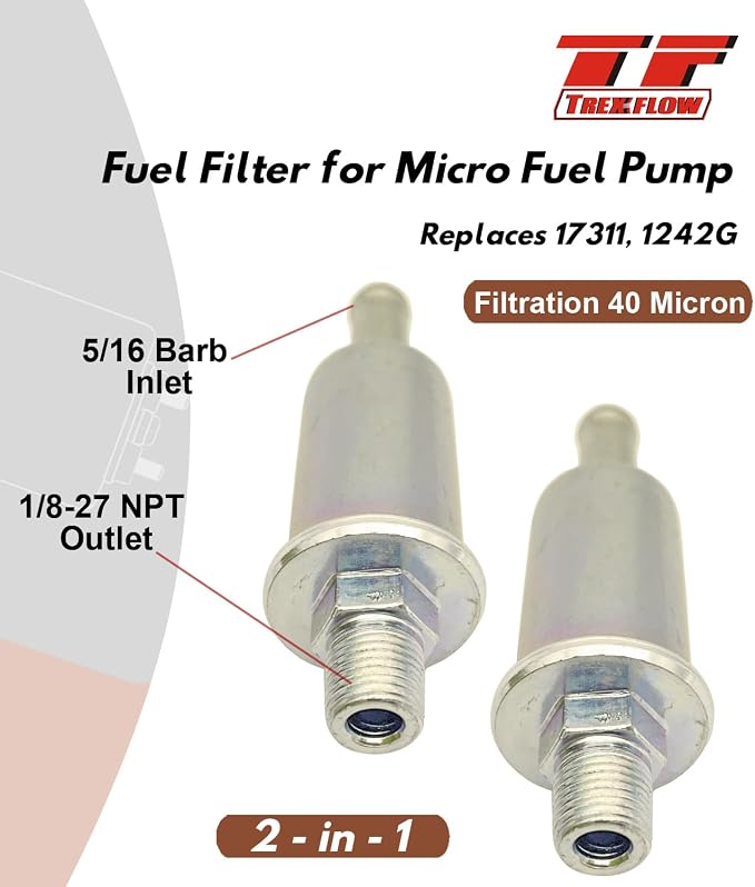 2 Pack Fuel Filters 40 Micron for Gasoline Fuel Only replaces 17311 1242G for - Image 2