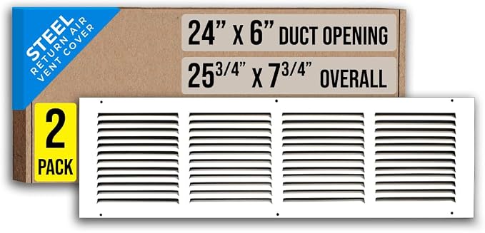 Fits 24x6 Duct Opening | Steel Return Air Grille by Handua | Vent Cover Grill by Handua