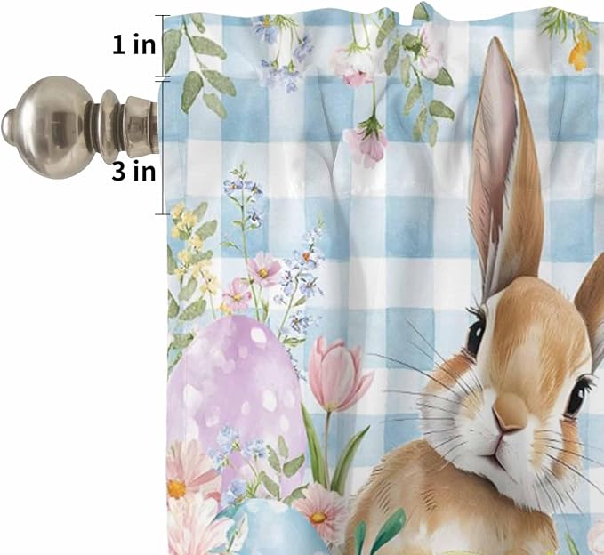 Kitchen Curtains Tiers and Valance Set of 3, Easter Light Filtering Window - Image 5