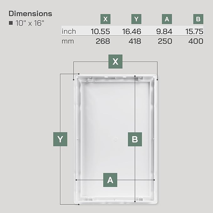 Vent Systems White ABS Plastic Access Panel 10 x 16 Inch (Opening) - Pack of 2 Access Door for Drywall, Wall, Ceiling - Electrical, Plumbing Service Inspection Door 11 x 16.5 Inch (Outer)