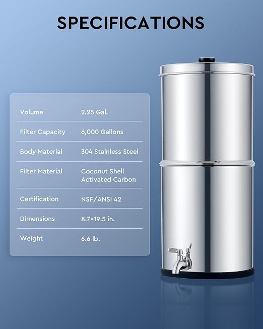 CO-Z Gravity-Fed Water Filter System, 2.25 Gallons Countertop Water Filtration - Image 8