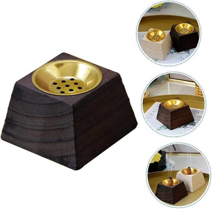 DOITOOL Retro Wooden Incense Holder Desktop Tray Black Wood Incense Burner - Image 5