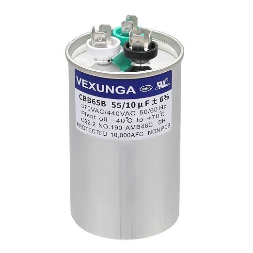 VEXUNGA 55/10 uF 55+10 MFD 370VAC or 440VAC Dual Run Start Round A/C Capacitor by VEXUNGA