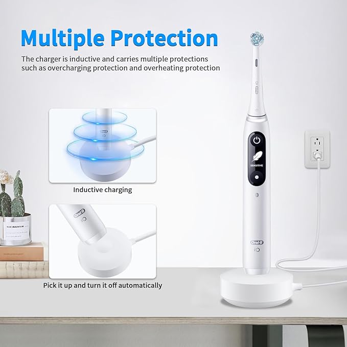 Replacement Charger for Oral-B iO Series iO7 iO8 iO9 Electric Toothbrush, Model 3768 Magnetic Charging Base for Oral-B Electric Toothbrush iO Series,White（Incompatible IO4/5/6