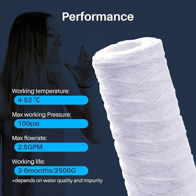 CFS – 12 Pack String Wound Sediment Water Filter Cartridges Compatible - Image 5