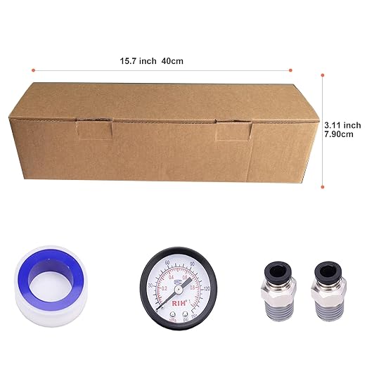 RIH 3/8"NPT Auto Drain Air Filter Pressure Regulator Combo Piggyback, 5 Micron - Image 7