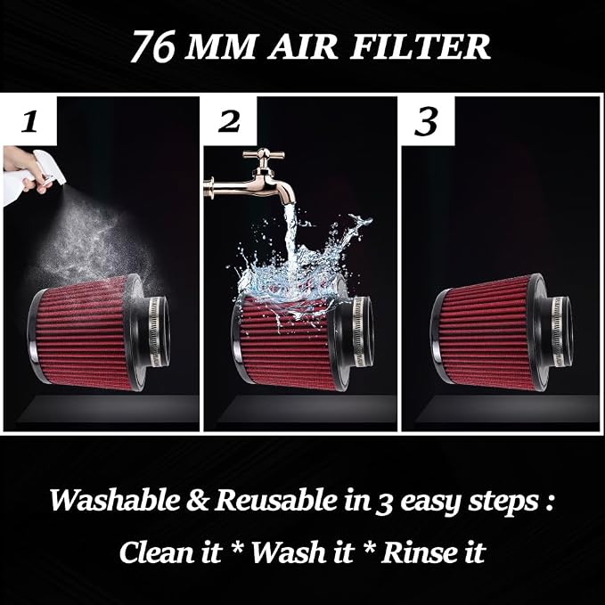Universal 3 Inch 76mm Air Intake Filter Replacement Cone Air Filters Quality - Image 3