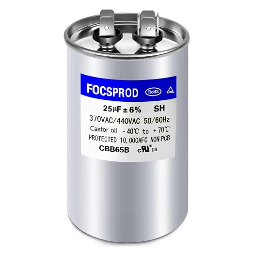 FOCSPROD 25 uF 25 MFD ±6% 370V/440V CBB65B AC Capacitor, Round Capacitor by FOCSPROD