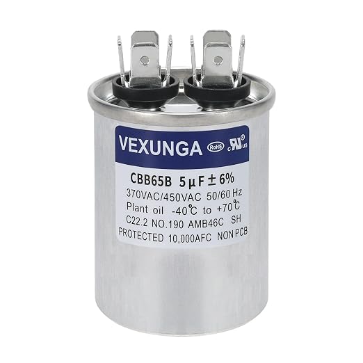 VEXUNGA 5uF 5 MFD 370VAC 440VAC 450VAC 50/60Hz CBB65B Round Run Start Capacitor by VEXUNGA