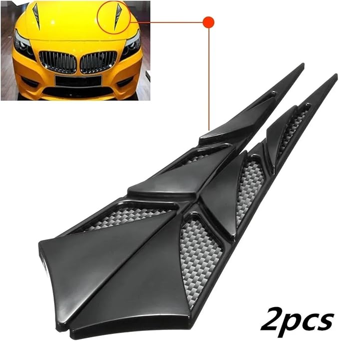 2Pcs Universal Black Cars Auto Vehicle Tuning Air Flow Intake Scoop Bonnet Vent - Image 7