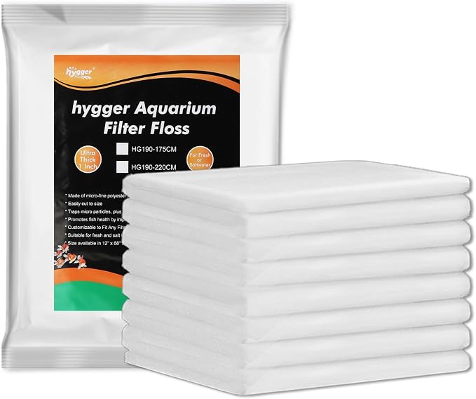 hygger 3/4'' Thick Aquarium Filter Floss 12"x 68" Poly Fiber Fish Tank Filter by hygger