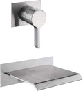 sumerain Waterfall Wall Mount Tub Filler Brushed Nickel with Valve Single Handle Brass High Flow