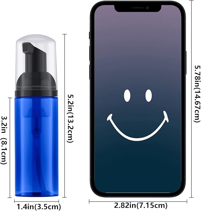 2 Oz Empty Foam Pump Bottle (12PCS) Travel Foaming Soap Dispenser for Hand Soap, Lash Shampoo Cleanser (Blue)