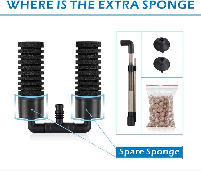 hygger Sponge Filter, Aquarium Filter Double Sponge Replaceable Media - Image 2