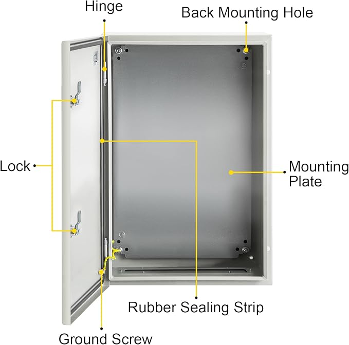 VEVOR NEMA Steel Enclosure, IP66 Waterproof & Dustproof, Outdoor/Indoor - Image 9