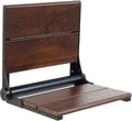 Folding Shower Seat Wall Mounted with Back | 500 lbs Maximum Load Capacity | ADA Compliant Safety Assist Teak Shower Seat for Seniors, Handicapped, and Children | 304 Stainless Steel Frame | 18” x 16”